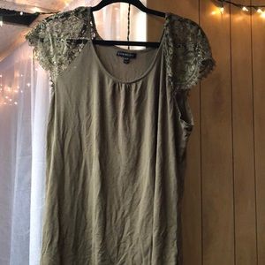 Lane Bryant 18/20 olive T-shirt w/ lace sleeves